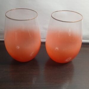 Orange Ombre Stemless Wine Glasses